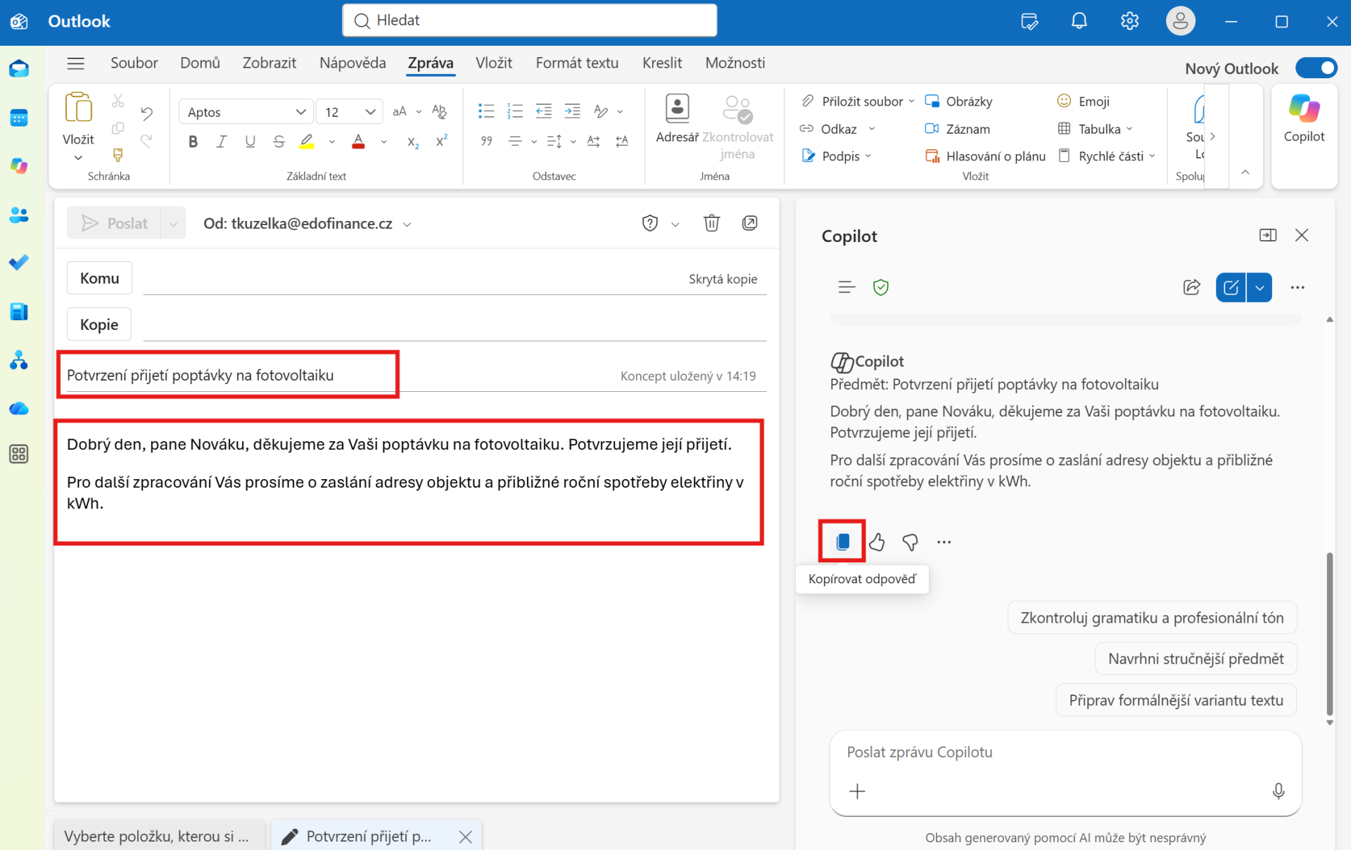 Outlook New – kopírovanie správy - Microsoft Outlook - Microsoft Outlook