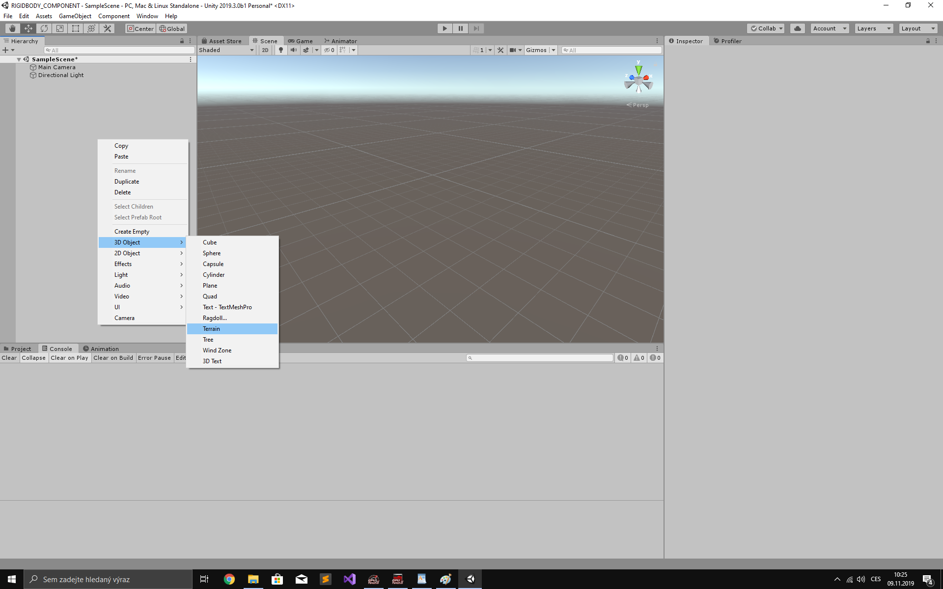 Pridanie terénu do 3D hry v Unity - Tvorba 3D hier v Unity