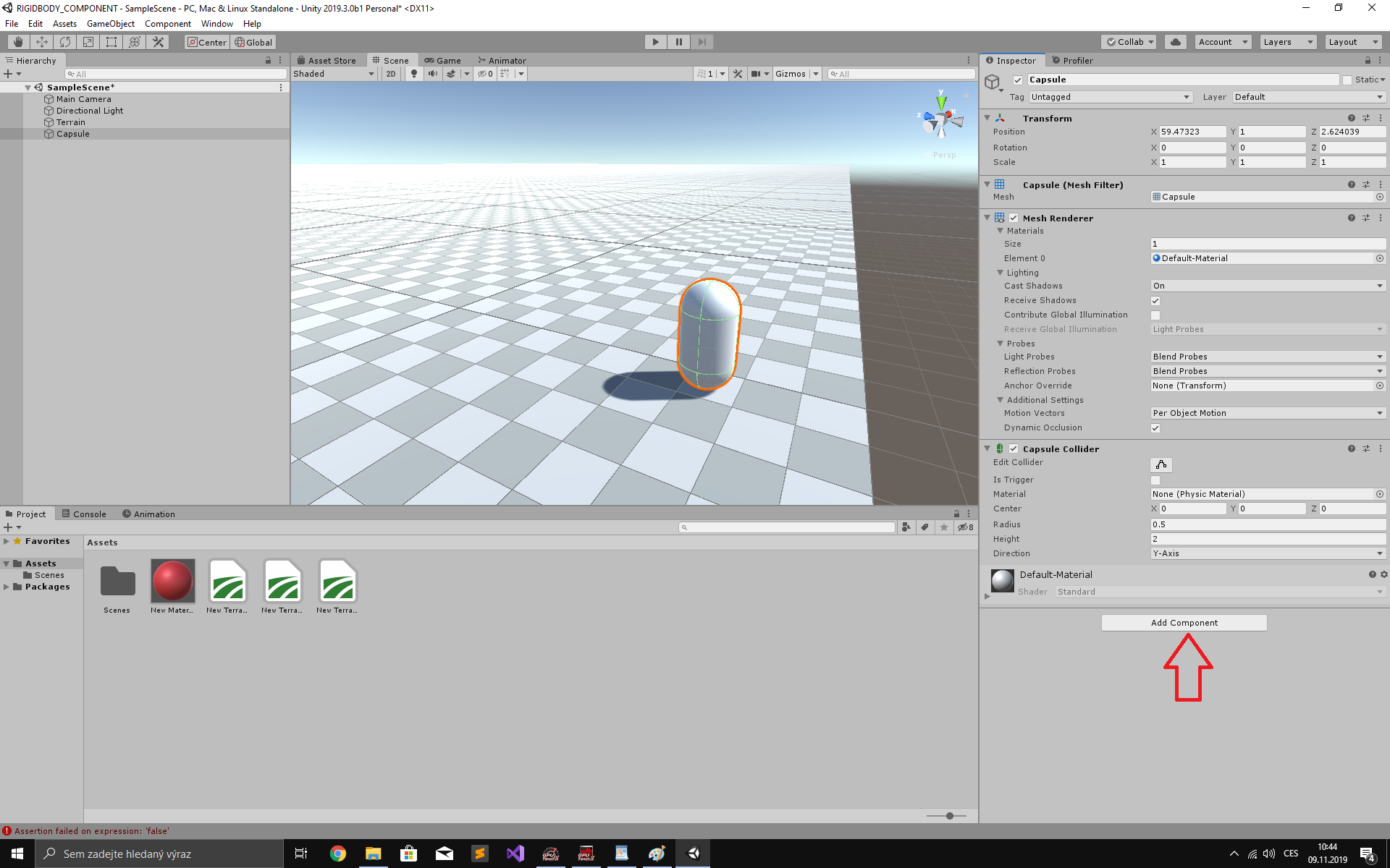 Pridanie komponenty objektu v Unity 3D - Tvorba 3D hier v Unity