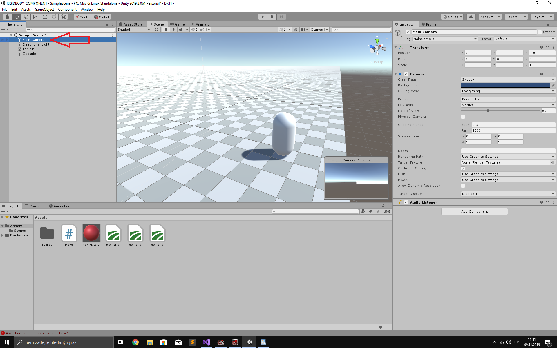 Vybrania hlavnej kamery v Unity 3D - Tvorba 3D hier v Unity