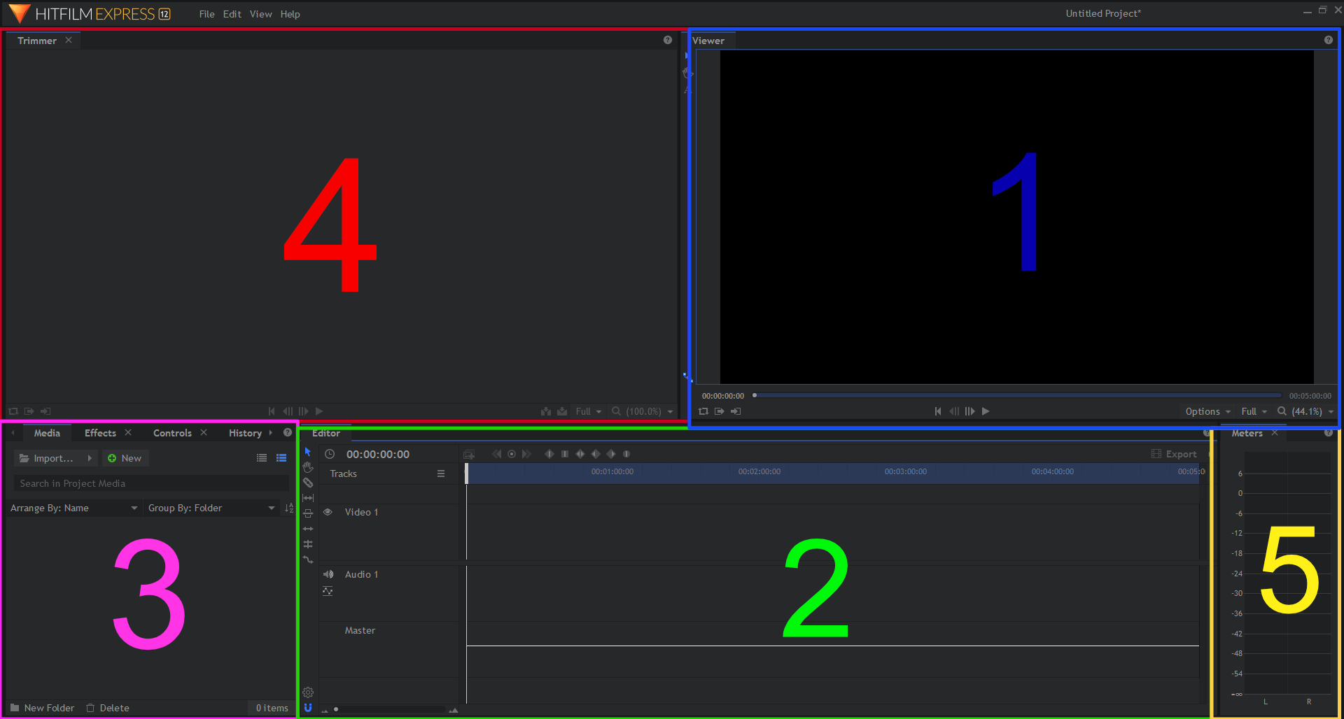 Rozhranie HITFILE Express free aplikácie pre strih videa - Strih a postprodukcia videa v HITFILE Express