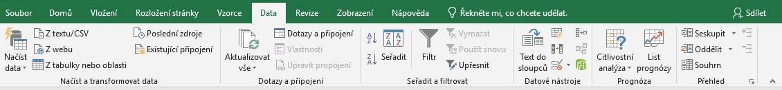 Karta Dáta v Microsoft Excel - Základy Microsoft Excel
