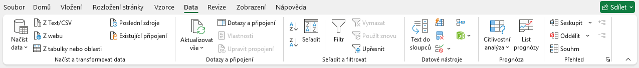 Karta Dáta v Microsoft Exceli - Základy Microsoft Excel