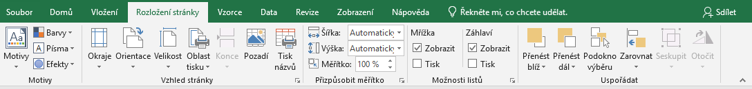Karta Rozloženie strany v Microsoft Excel - Základy Microsoft Excel