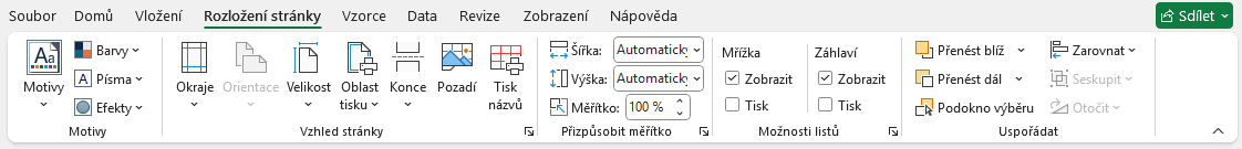 Karta Rozloženie strany v Microsoft Exceli - Základy Microsoft Excel
