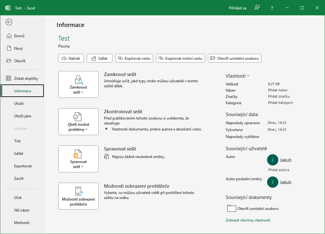 Karta Súbor v Microsoft Exceli - Základy Microsoft Excel