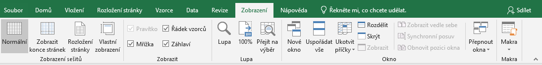 Karta Zobrazenie v Microsoft Excel - Základy Microsoft Excel