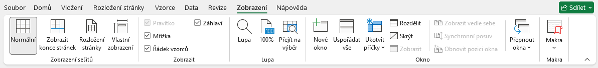 Karta Zobrazenie v Microsoft Exceli - Základy Microsoft Excel