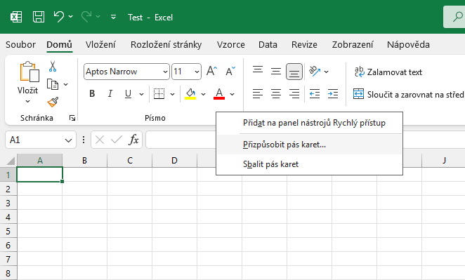 Prispôsobenie pásu s nástrojmi v Microsoft Exceli - Základy Microsoft Excel