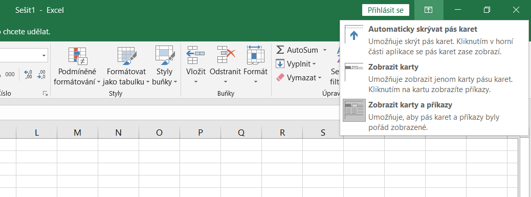 Úprava pásu kariet v Microsoft Excel - Základy Microsoft Excel