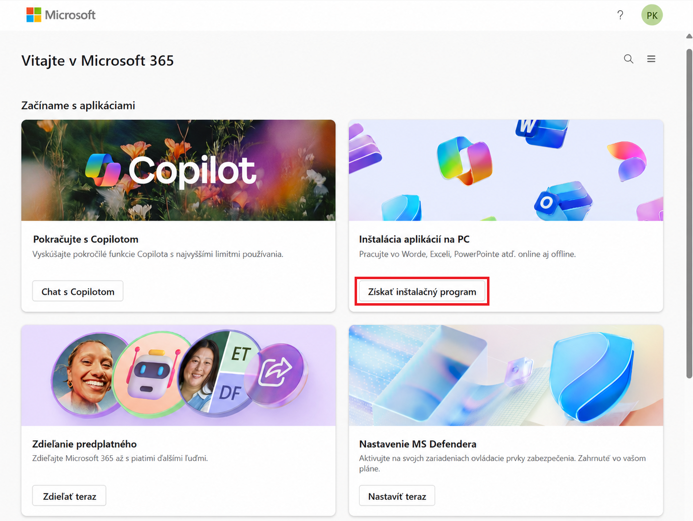 Stiahnutie inštalátora - Základy Microsoft Excel