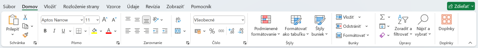 Karta Domov v Microsoft Excel - Základy Microsoft Excel