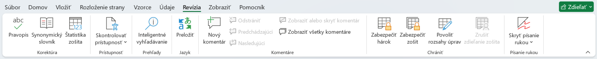 Karta Revízia v Microsoft Excel - Základy Microsoft Excel