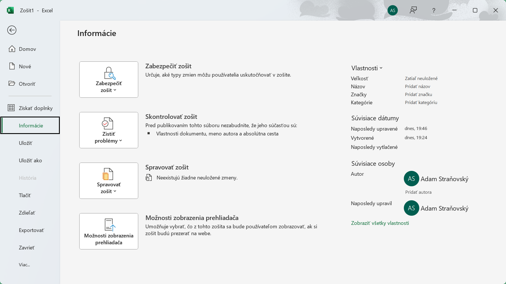 Karta Súbor v Microsoft Excel - Základy Microsoft Excel