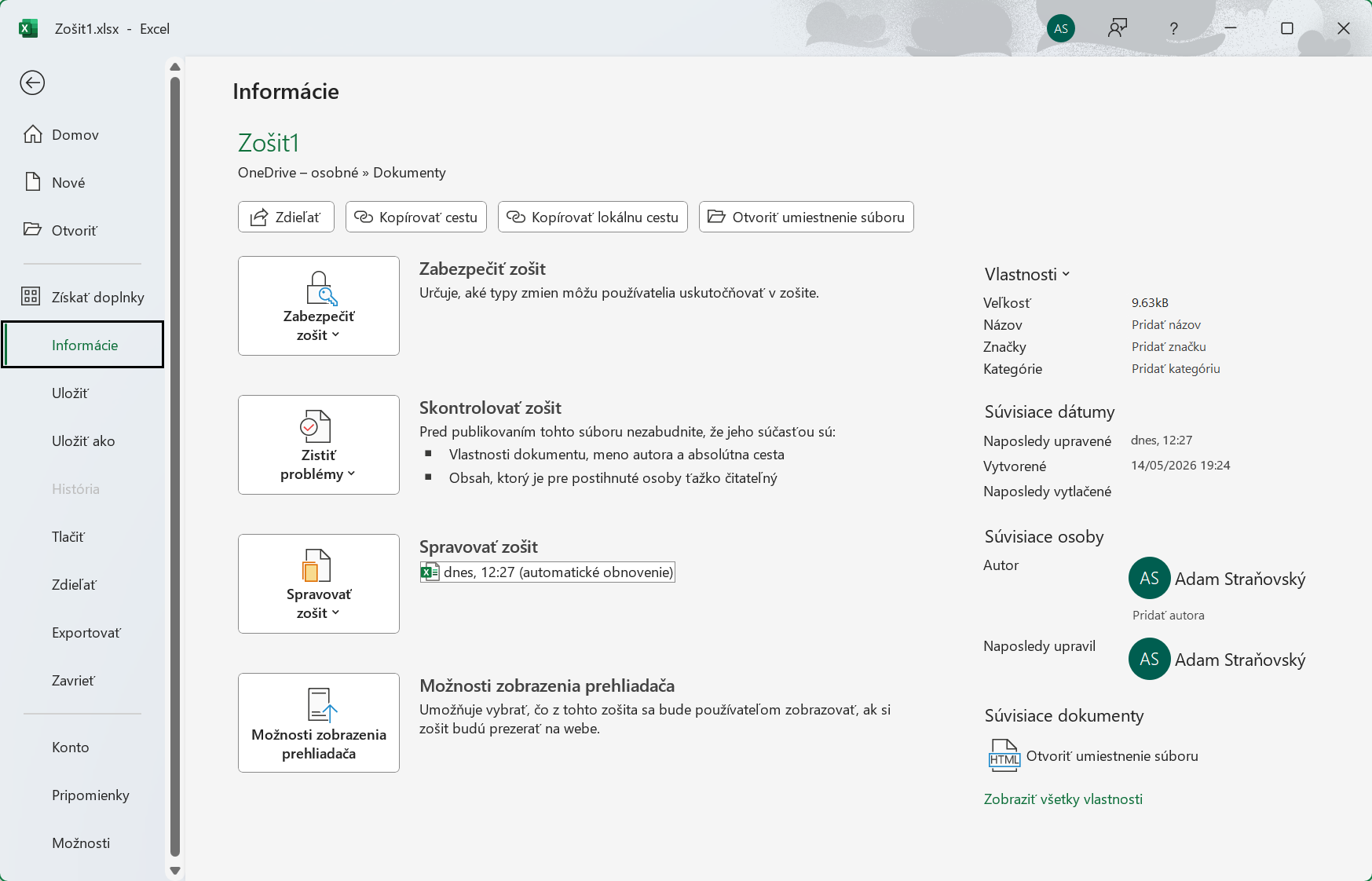 Karta Súbor v Microsoft Excel - Základy Microsoft Excel