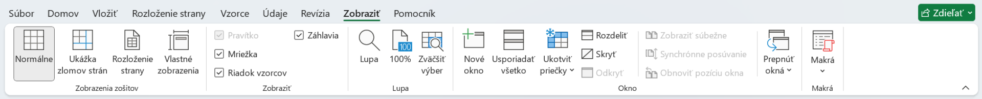 Karta Zobraziť v Microsoft Excel - Základy Microsoft Excel