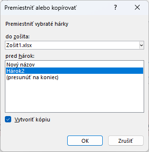 Kopírovanie hárka - Základy Microsoft Excel