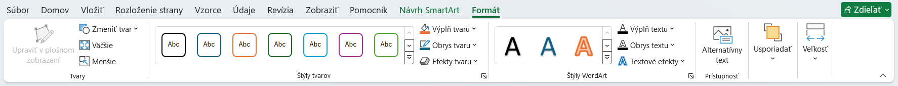 Ponuka karty Formát - Základy Microsoft Excel