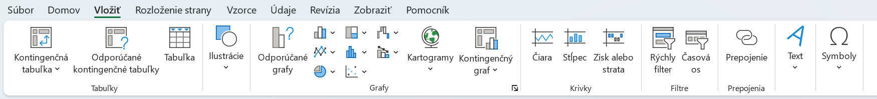 Karta Vloženie v Exceli - Základy Microsoft Excel