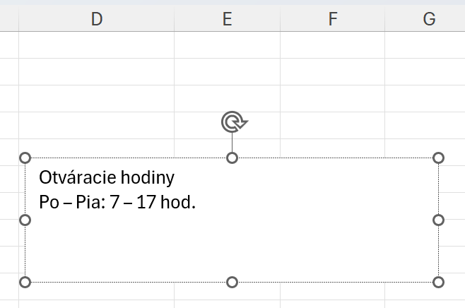 Vložené textové pole v hárku - Základy Microsoft Excel