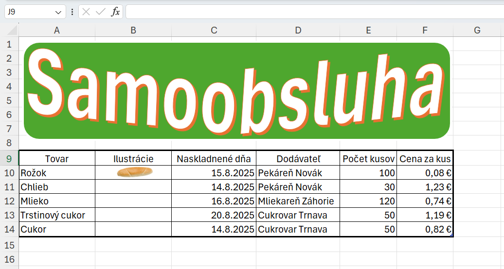 Ukážka WordArtu s upraveným štýlom - Základy Microsoft Excel