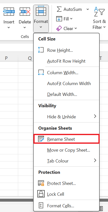 Ponuka premenovania listu na karte Home - Základy Microsoft Excel