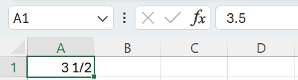 Ukážka zápisu zlomku - Základy Microsoft Excel