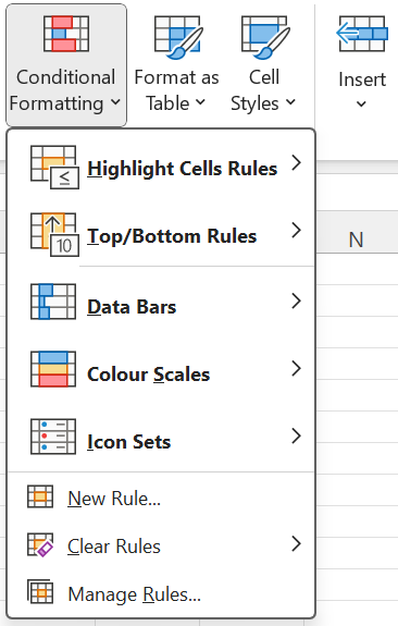 Ponuka pripravených možností podmieneného formátovania - Základy Microsoft Excel