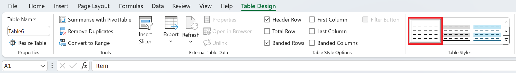 Možnosť zachovania tabuľky bez štýlovania - Základy Microsoft Excel