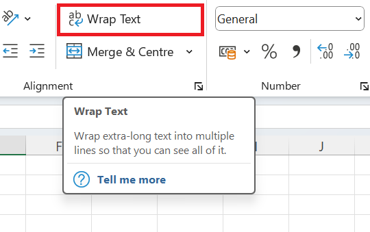 Možnosť Wrap Text na karte Home - Základy Microsoft Excel