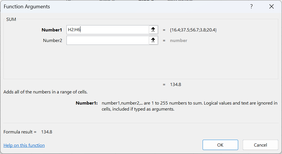 Dialógové okno Function Arguments - Základy Microsoft Excel