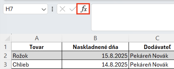 Tlačidlo Vložiť funkciu v Exceli - Základy Microsoft Excel