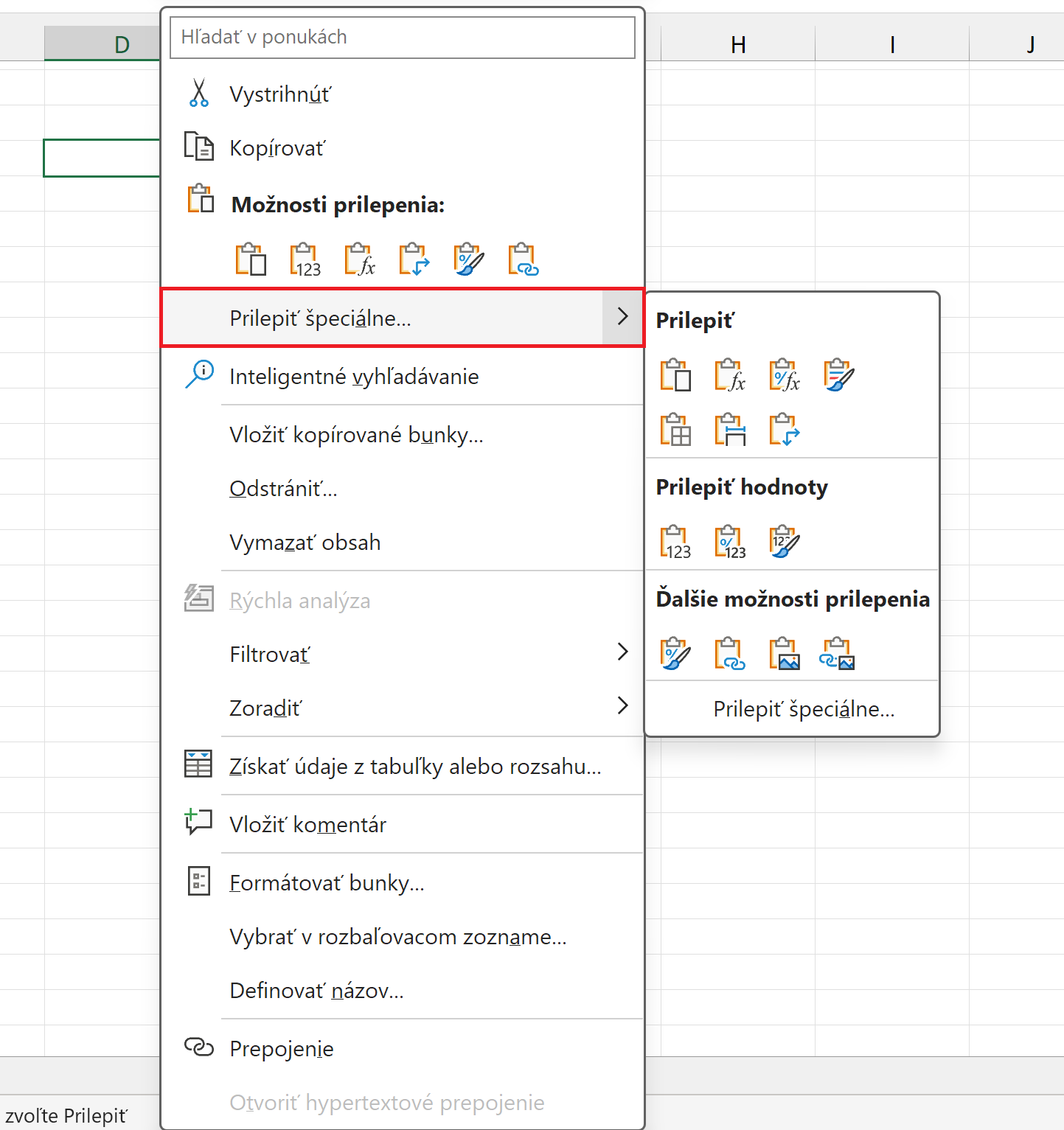 Možnosti ponuky Prilepiť špeciálne - Microsoft Excel pre pokročilých