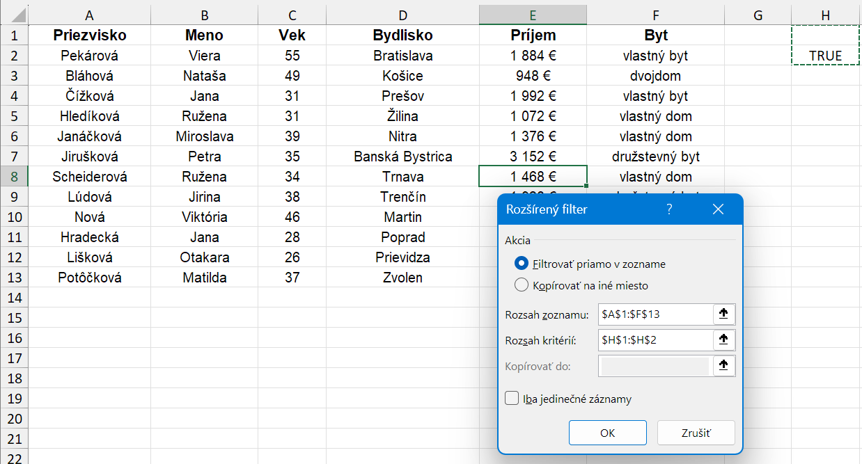 Výpočtové kritérium na výber osôb s nadpriemerným platom - Microsoft Office