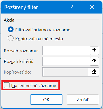 Vytvorenie unikátneho zoznamu pomocou rozšíreného filtra - Microsoft Excel pre pokročilých