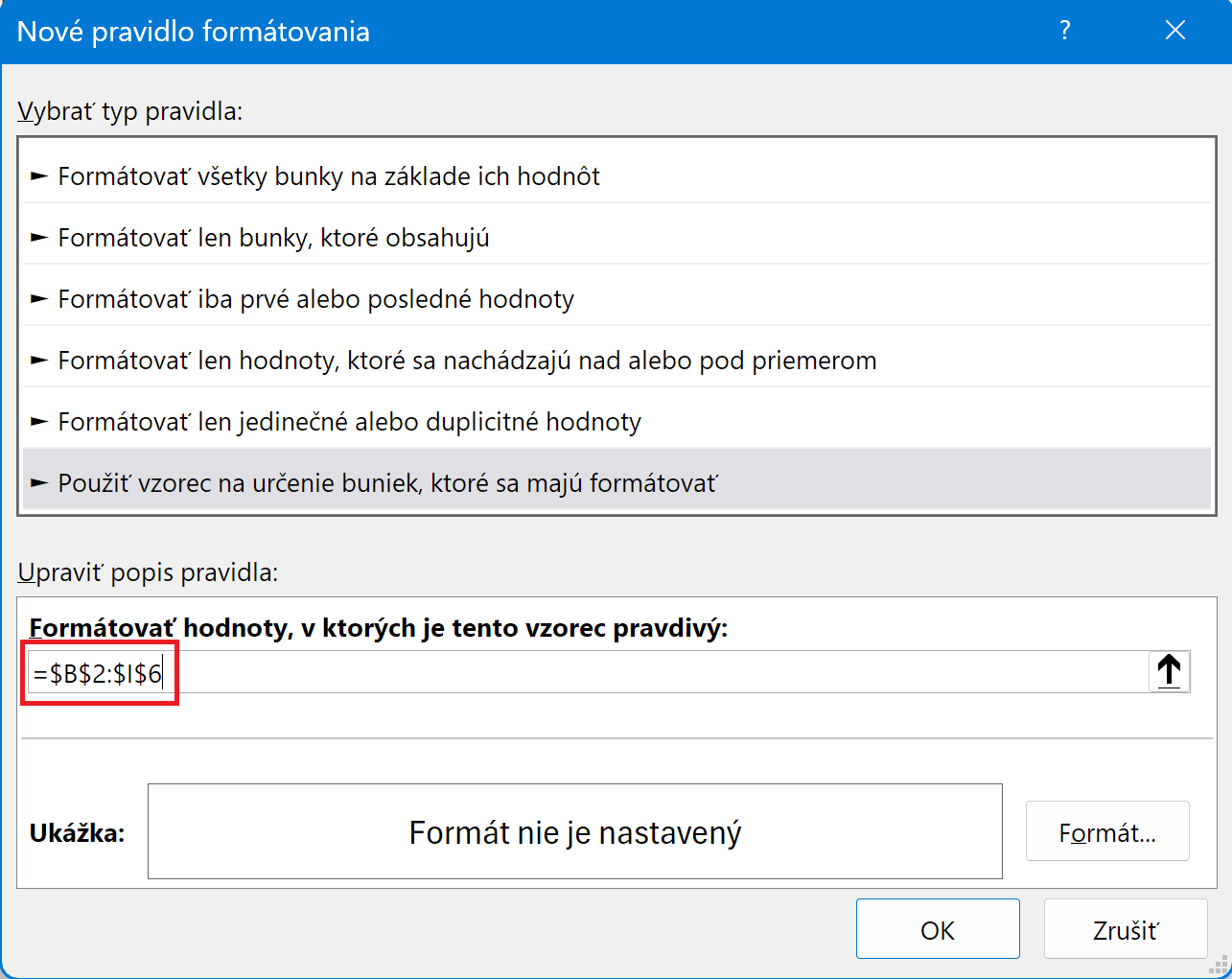 Zadanie oblasti buniek celej tabuľky v dialógu - Microsoft Excel pre pokročilých