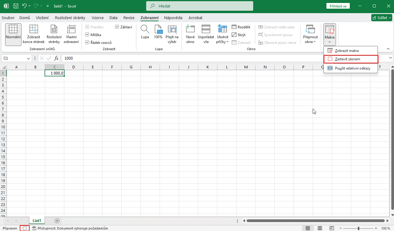 Zastavenie nahrávania makier v Exceli - Microsoft Excel pre pokročilých - Microsoft Excel pre pokročilých