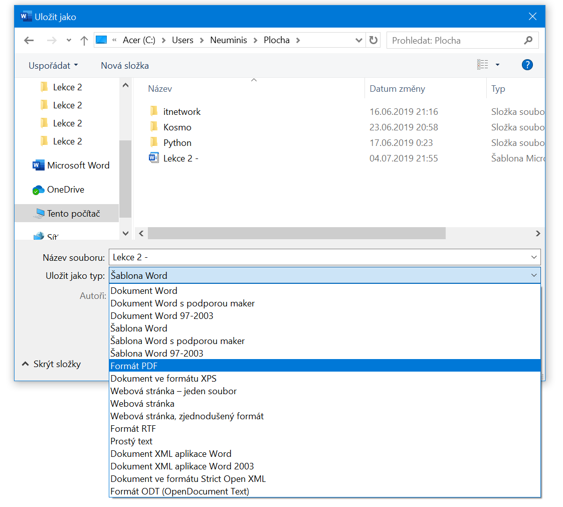 Základy Microsoft Word