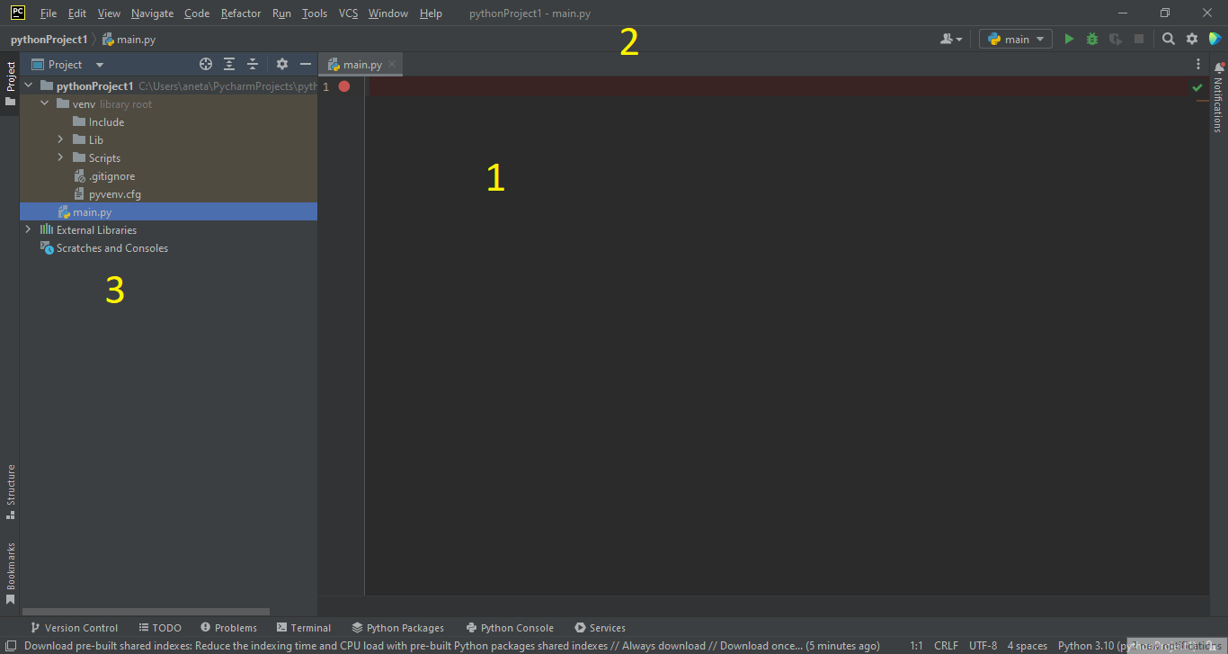 window - PyCharm - Pokročilá práca