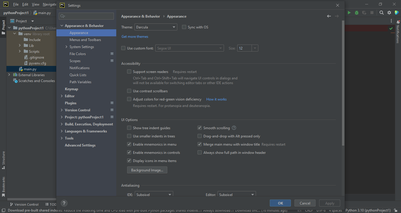 settings1 - PyCharm - Pokročilá práca