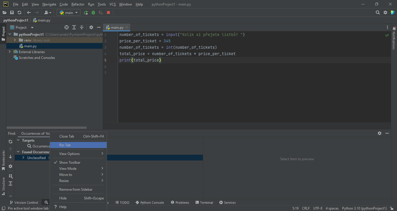 PyCharm - Pokročilá práca