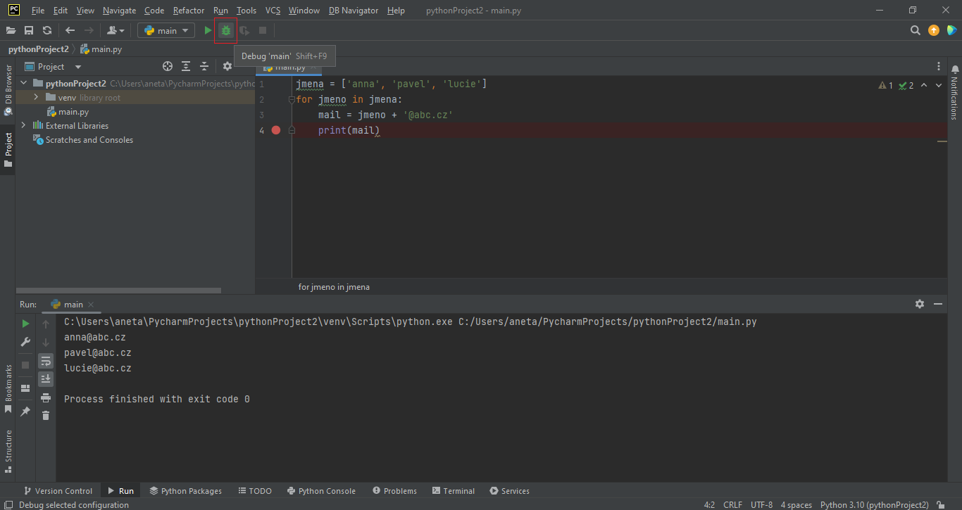 PyCharm - Pokročilá práca