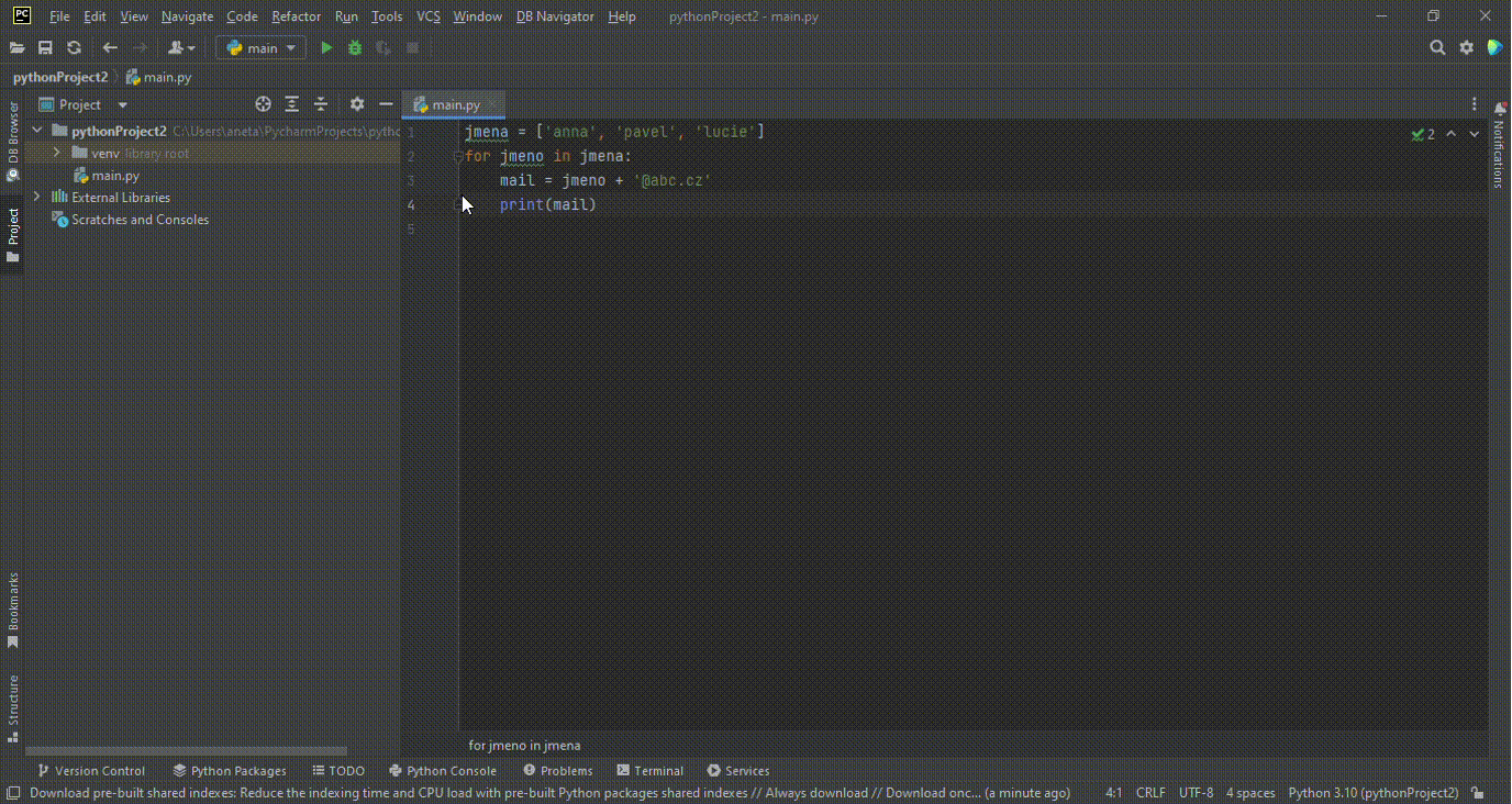 PyCharm - Pokročilá práca