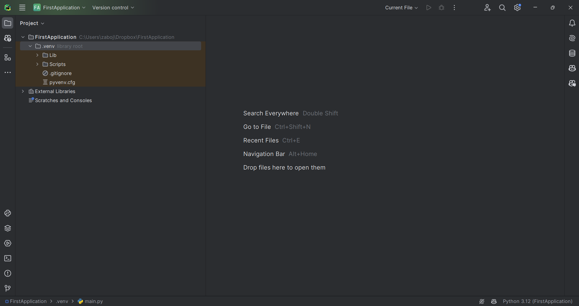 Okno projektu - Základné konštrukcie jazyka Python