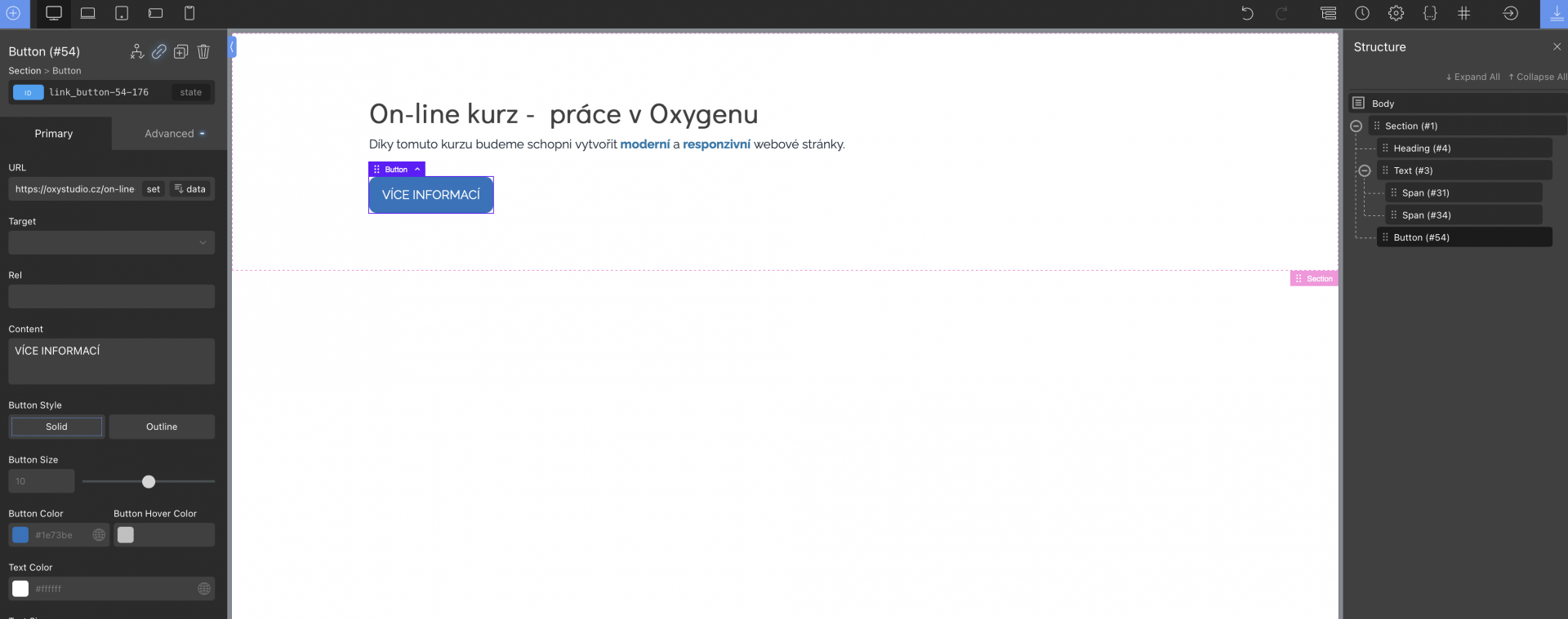 tlačidlo - Oxygen Builder