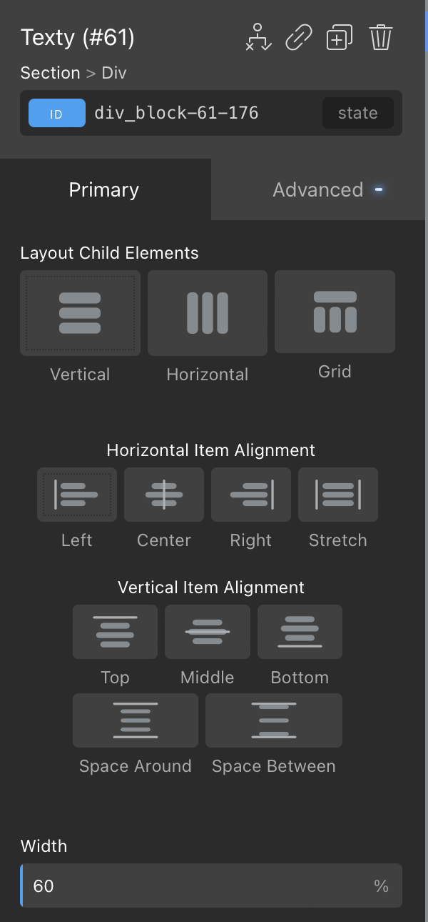 šírka div - Oxygen Builder
