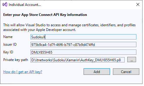 API key - Xamarin aplikácie Sudoku v C# .NET
