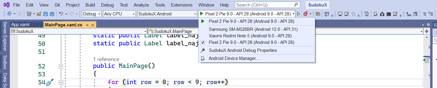 Vzber mobilu - Xamarin aplikácie Sudoku v C# .NET