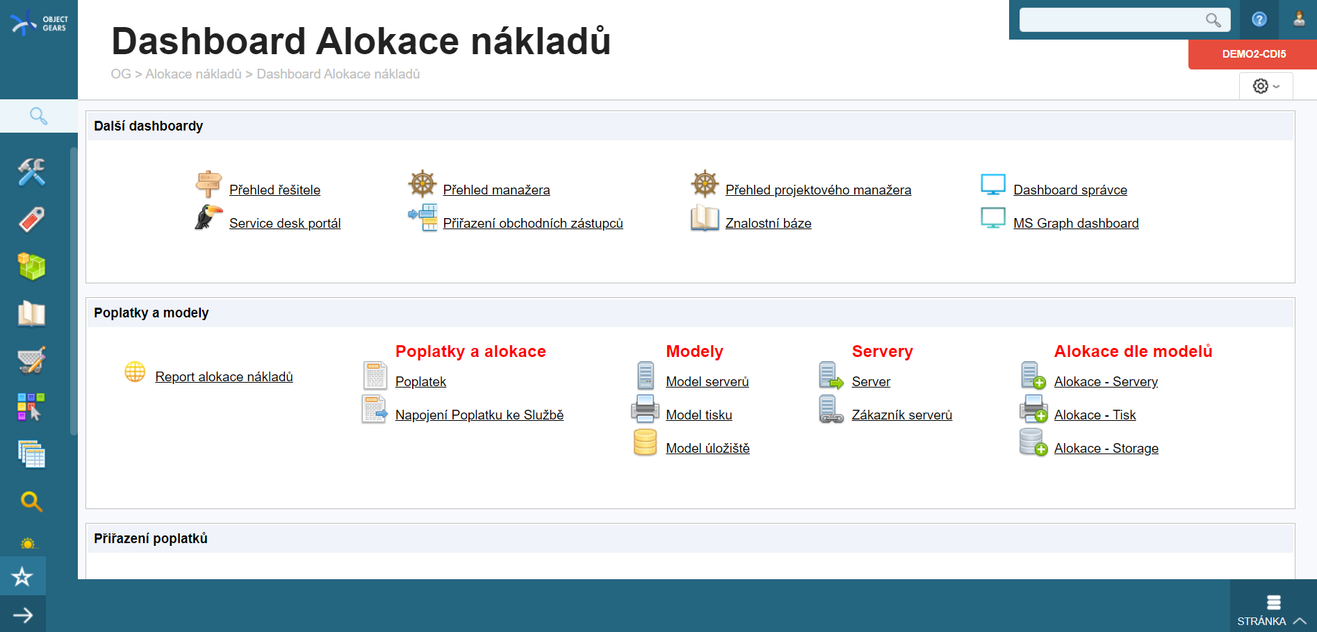 Dashboard správca riešenie - Konfiguračnej databázy (CMDB)