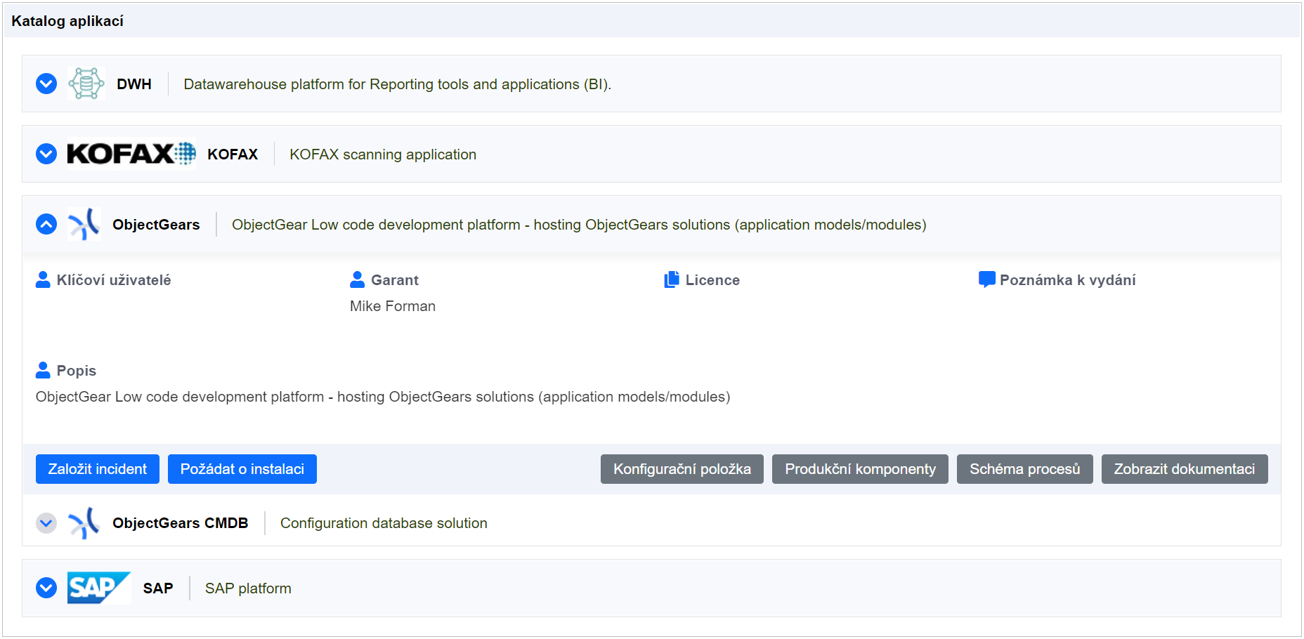 Katalóg aplikácií: Vzhľad - Systém ObjectGears